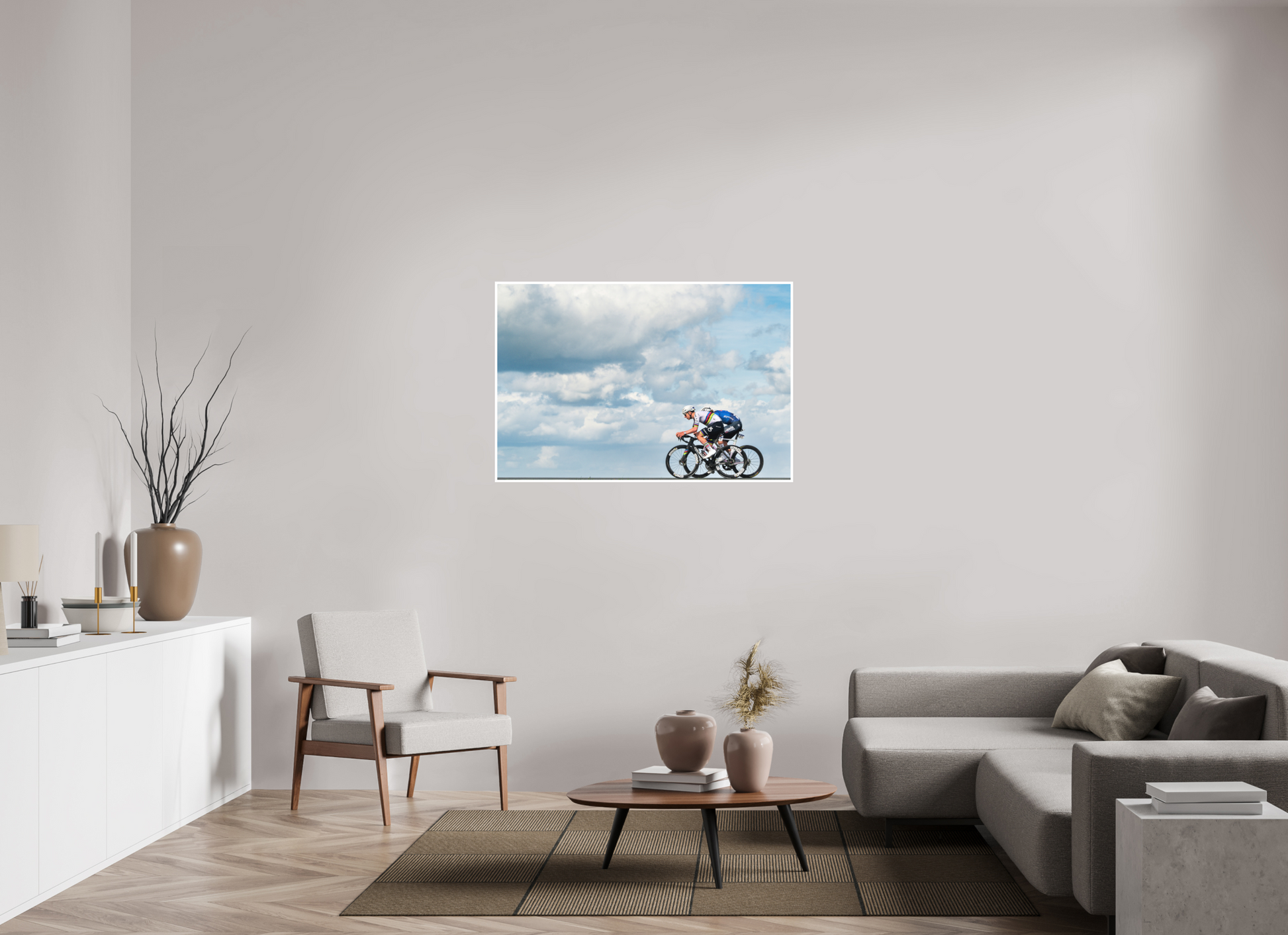 120 x 80 cm, Fine Art 2 Matt Tadej Pogacar and MVDP true the Sky - RVV 26