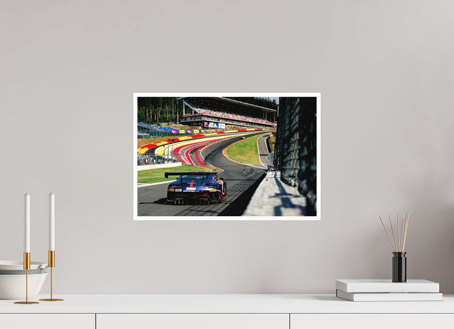 45 x 30 cm, Fine Art 2 Matt The Mercedes-AMG GT3 EVO of Team Mercedes - AMG Team Verstappen Racing in The Raidillon
